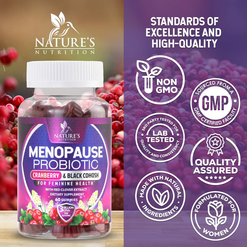 [Australia] - Menopause Supplements for Women - 3 Billion CFU Natural Menopause Relief for Mild Hot Flashes & Night Sweats, PH, Vaginal Health Support Probiotics for Women Gummy, Probiotic Supplement - 60 Gummies 60 Count (Pack of 1) 