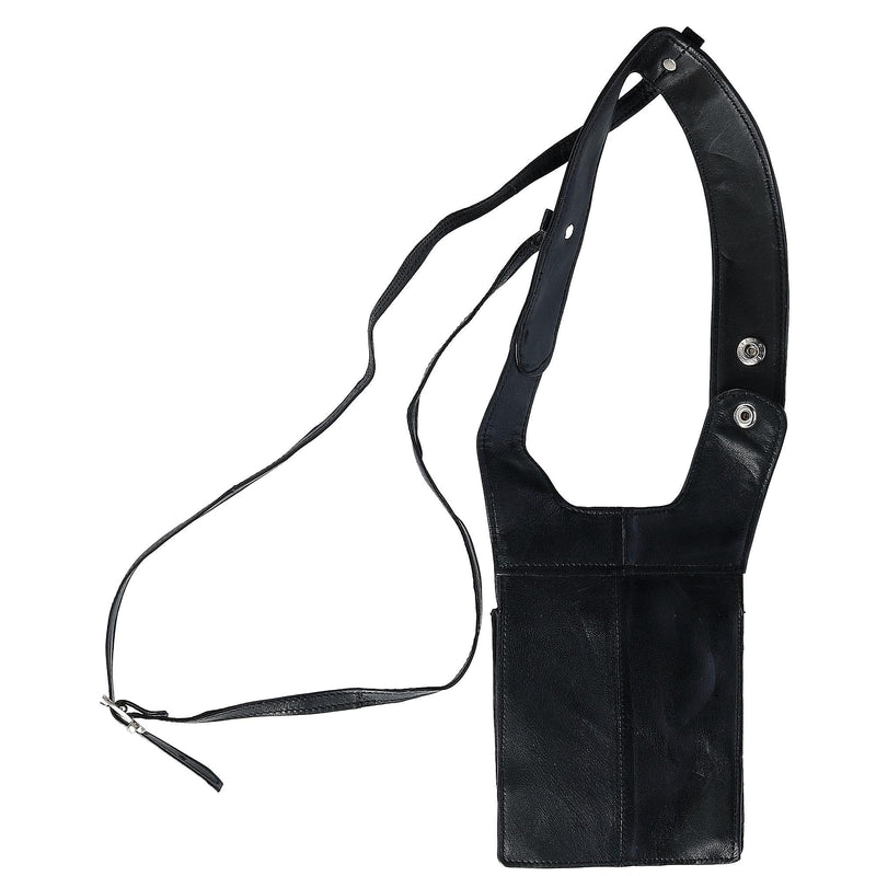 CTM Unisex Leather Travel Shoulder Wallet, Black