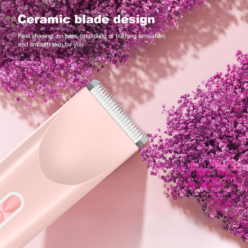 [Australia] - Glow Aura Womens Shaver 2 in 1, Bikini Trimmer for Women, Painless Hair Removal for Face,Body Waterproof Wet & Dry Use Body Hair Trimmer (Pink) Pink 