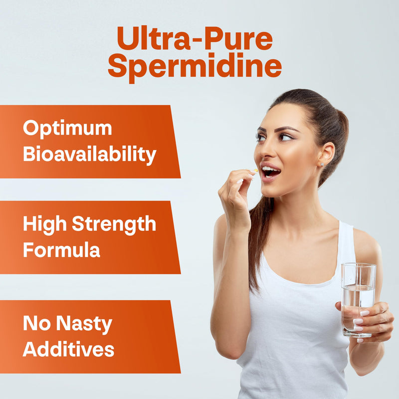 Spermidine Supplement 60 Vegan Capsules 6mg from 600mg Wheat Germ Extract with Zinc Thiamin 99% Pure Third-Party Tested Non-GMO 60 count (Pack of 1)