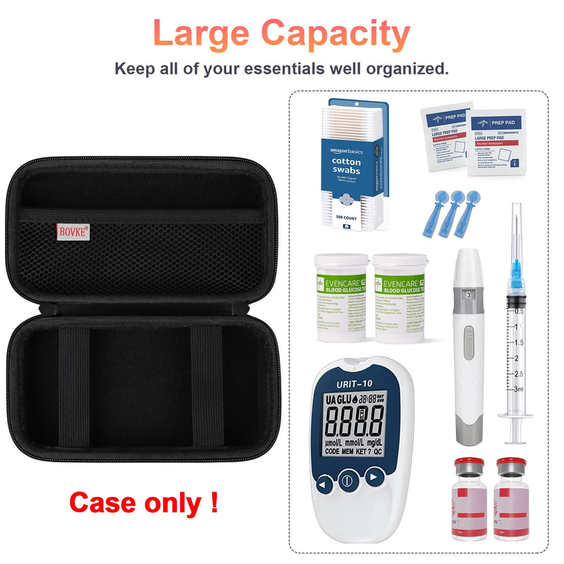 [Australia] - BOVKE Diabetes Supplies Travel Case, Storage Bag for Diabetes Test Kit, Blood Glucose Meters, Test Strips, Medicines, Lancets, Needles, Syringes and Other Diabetes Supplies, Black + Black Black + Black 