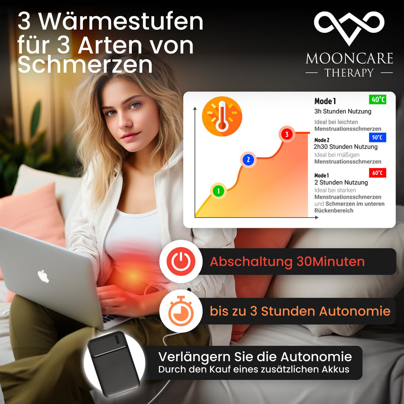 [Australia] - Mooncaretherapy | Heat belt back warmer battery 5000mah - heating belt | period warming belt | discreet and light | can be used indoors and outdoors| 3 temperature levels from 32 to 48 