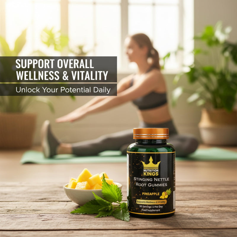 Stinging Nettle Root Gummies – Pineapple Flavor, 60 Count, Vegan Herbal Supplement for Wellness & Balance, Non-GMO