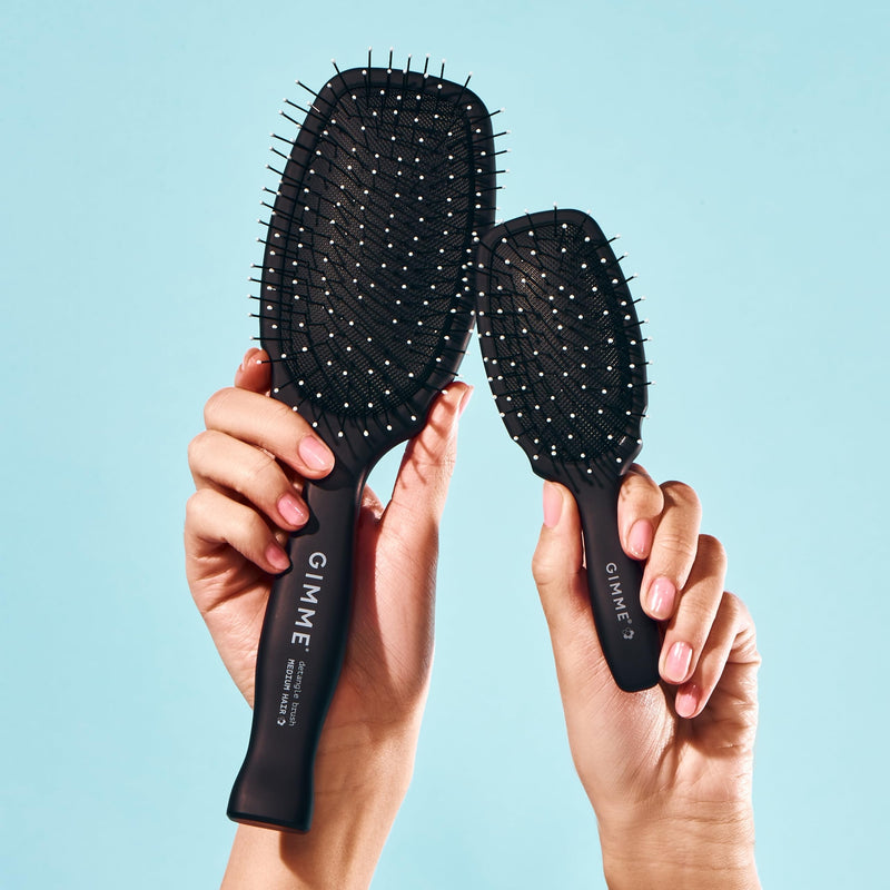Gimme Hair Brush - Mini Travel Detangler Brush for Medium Hair with Anti-Static, Heat-Resistant & Flexible Nylon Bristles - Hair Tools for Women, Teens & Girls, Black