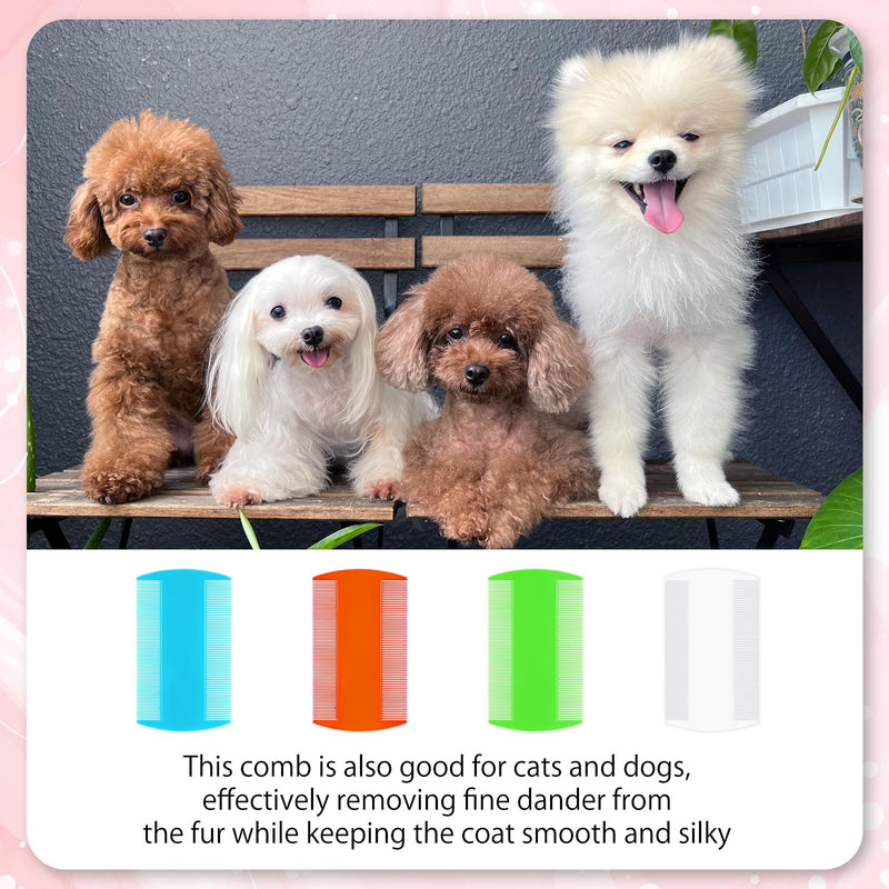 [Australia] - 4 Pcs Lice Comb, Double Sided Multi-Purpose Fine Tooth Head Hair Comb for Removing Fleas Dandruff Ticks Adults (4 Colors) 