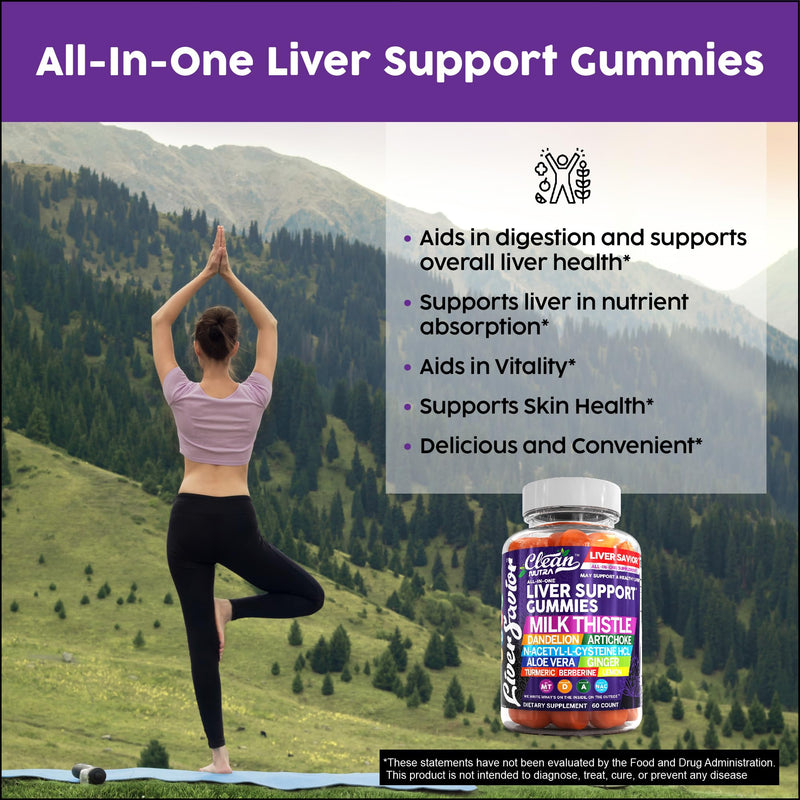 [Australia] - Clean Nutra Liver Cleanse Detox & Repair Gummies | Milk Thistle Gummy Liver Support Vitamins | Dandelion, Artichoke, Aloe Vera, Ginger, Berberine, Lemon, N-Acetyl-L-Cysteine, Turmeric Supplement HCL 1 