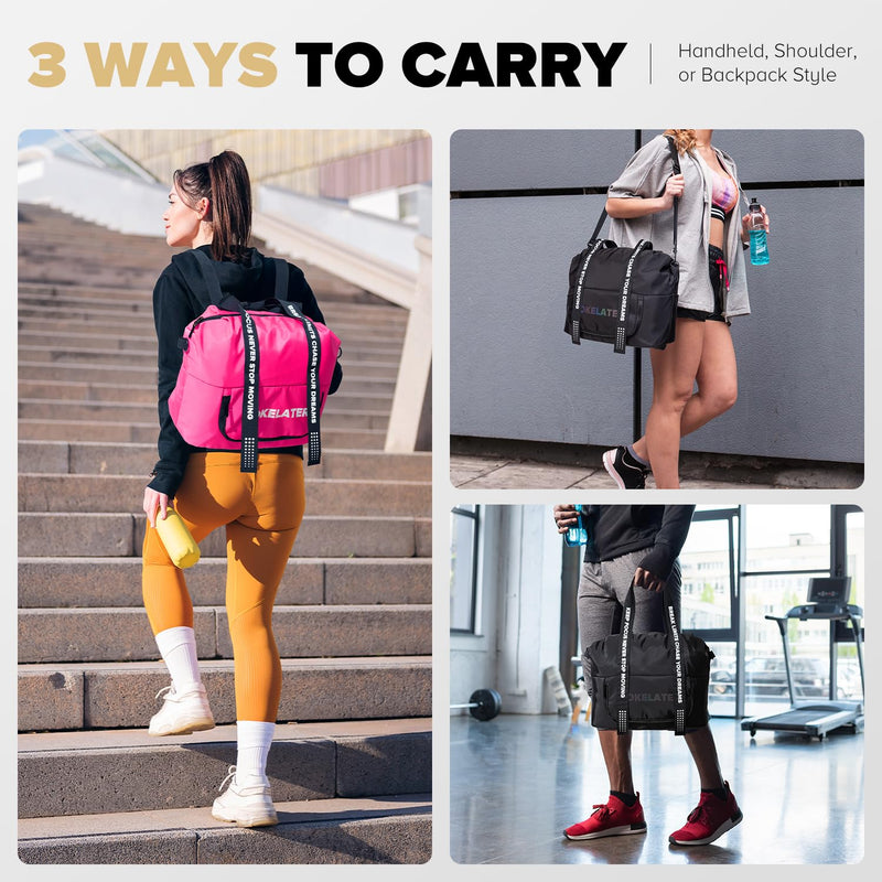 Sport Gym Bag for Women, Carry on Tote Personal Item Bag with Shoes Compartment, Travel Duffle Bag for Girl, Lightweight Overnight Luggage Bag for Travel, Airplanes, Sports - Hot Pink Gym Bag - Pink Other Sizes