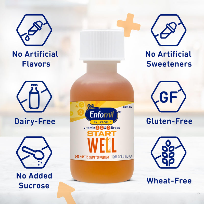 Enfamil Tri-Vi-Sol Infant Multivitamin Drops, Supports Growth & Immune Health for Babies, 50mL Bottle (Pack of 2) 1.69 Fl Oz (Pack of 2)