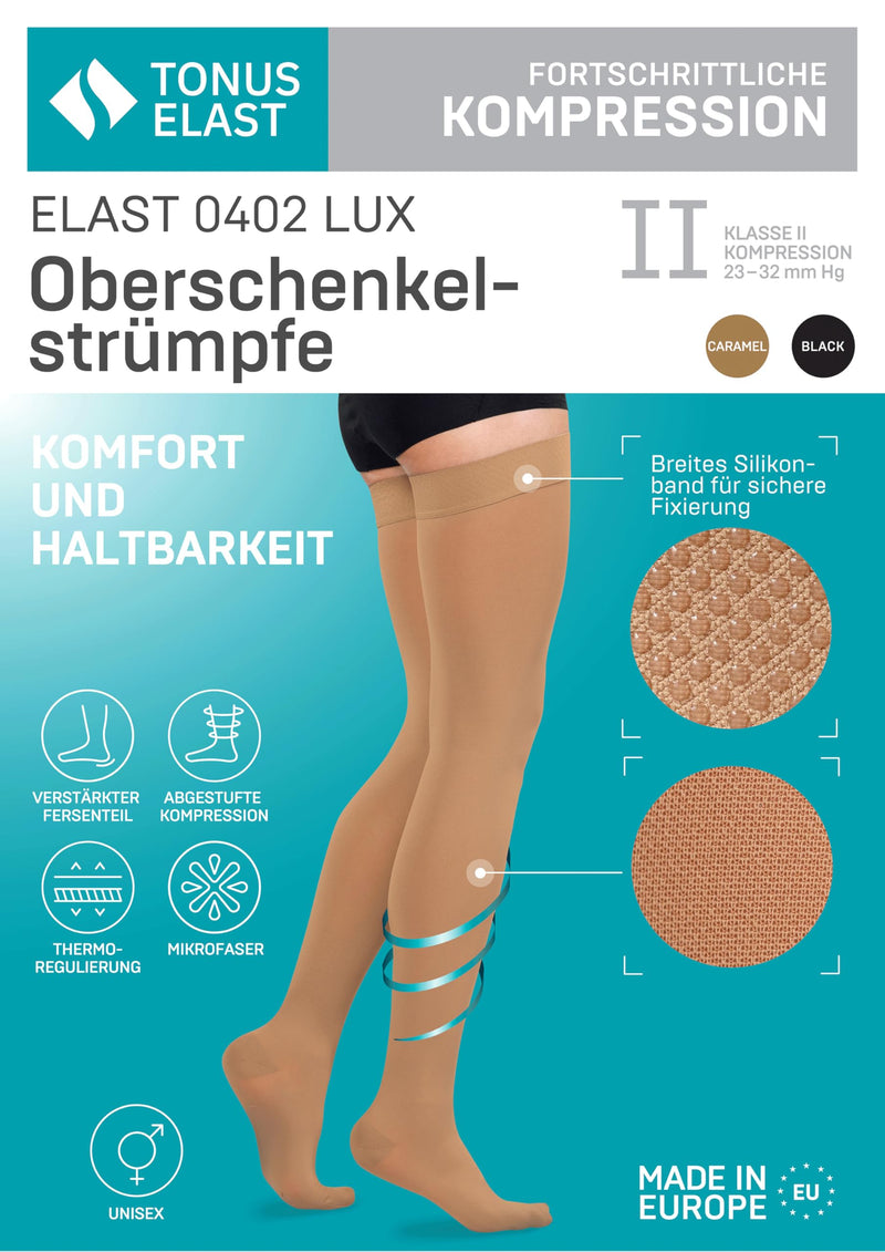 [Australia] - TONUS ELAST 23-32 mmHg AG compression stockings with silicone band, with closed toe, medical class II, KKL 2 support stockings with toe for men and women (XL (170-182 cm), black) XL (170-182 cm) 