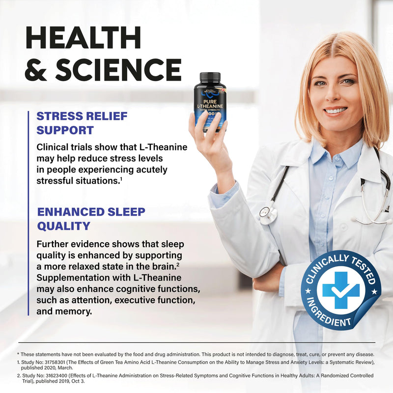 L-Theanine 400 mg - L Theanine for Stress Relief - Plant Based - 240 Caps | Extra Strength L Theanine Supplement for Men & Women - Relaxation, Sleep & Calm Support - Lab Tested, Vegan, Non-GMO 240 Count (Pack of 1)