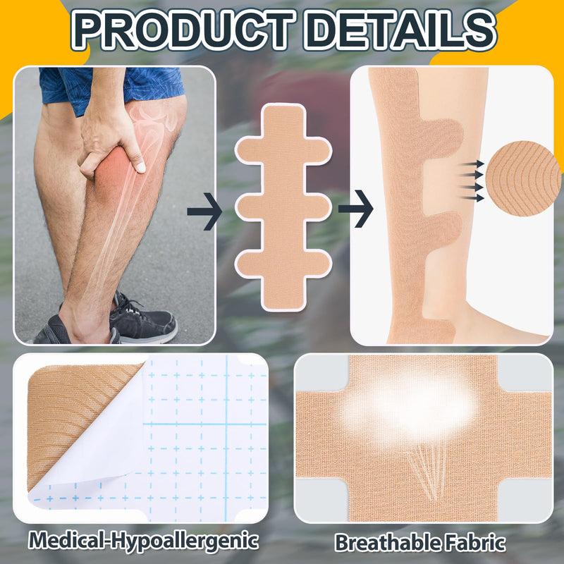 30 Pcs Achilles Tendonitis Kinesiology Tape Precut Achilles Tendon Ankle Tape Latex Free for Sprained Ankle Relief Muscle Support Foot Pain Athletic Sport(Nude) Nude