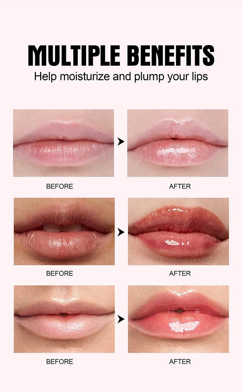 Plumping Lip Oil With Chili Extract - Fuller Lips Instantly! Ultra-Hydrating & Nourishing, Glossy Finish Lip Glow Oil, Lip Plumping Booster Plump, Smooth, and Define Your Lips Naturally (01 Pink) 01 Pink