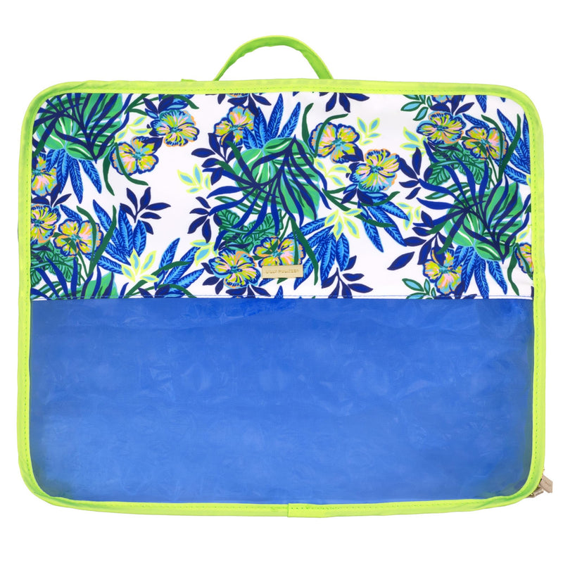 Lilly Pulitzer Packing Cubes Set of 3, Blue and Green Prints | Resort Ready Polyester & Mesh Suitcase Luggage Organizers in 3 Sizes with Zipper Closures, Trim, & Handles for Travel