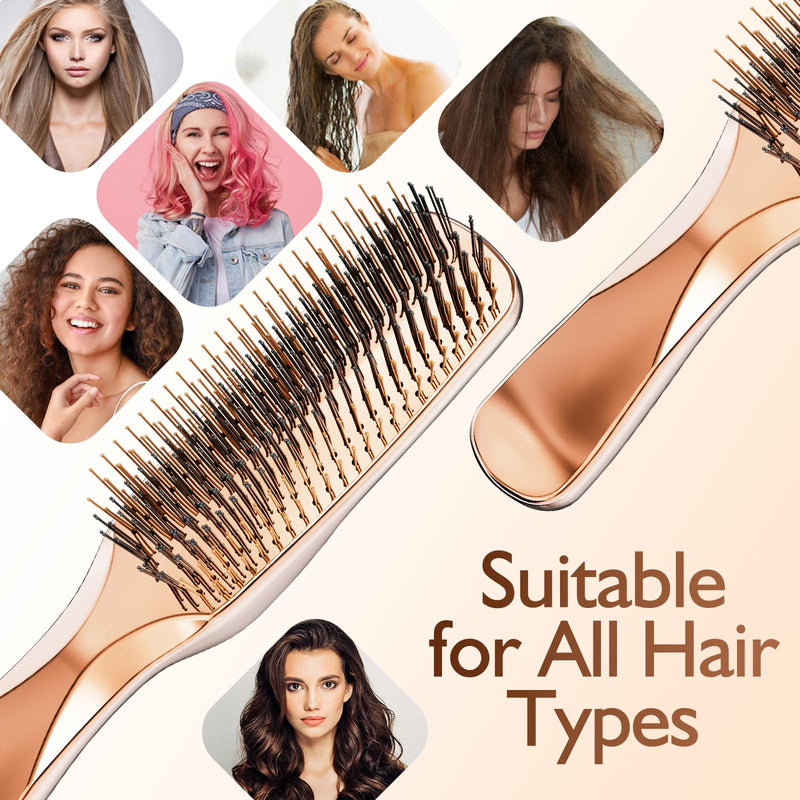 Detangling Hair Brush, Dry and Wet Detangler Hair Brush for Women and Men, Massager Scalp Brush for Straight/Long/Fine Hair, Rose Gold