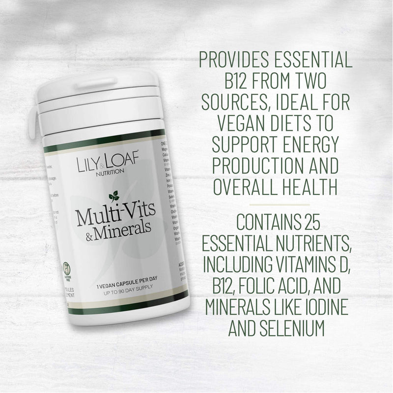 Multi-Vits & Minerals - Upto 90 Day Supply - 90 Vegan Capsules - 25 Essential Nutrients