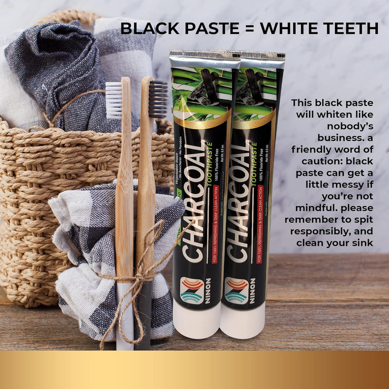 [Australia] - Activated Charcoal Toothpaste 6.5oz Each with 100% Deep Cleansing Natural Toothpaste, Organic Paste eliminates Bad Mouth Odor Keeping it Refreshing (2 Pack (6.5OZ) Activated Charcoal Toothpaste 6.5 Fl Oz (Pack of 2) 