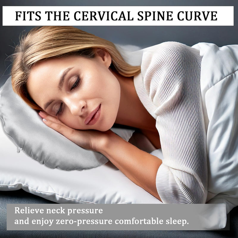 [Australia] - Ear Piercing Pillow, Silky Satin Piercing Pillow for Side Sleepers Ear Guard Protector Round Ear Pillows with Holes for Ear Pain Relief Sleeping Pressure Sore (Gray) 