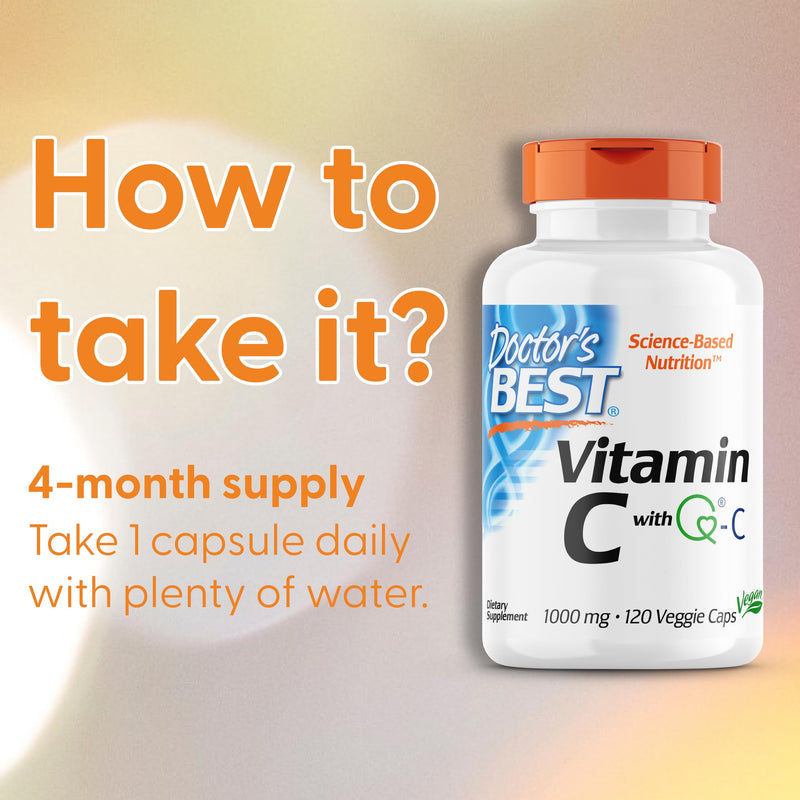 Doctor's Best, Vitamin C with Quali C, 1.000mg, 120 Vegan Capsules, Gluten-Free, Soy-Free, Vegetarian