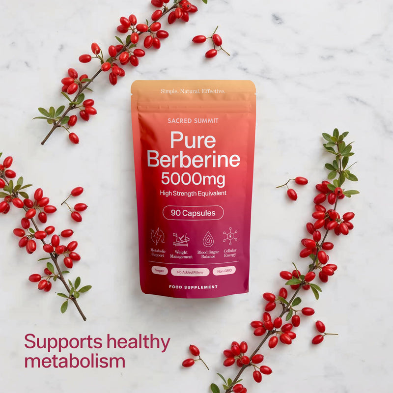 Pure Berberine 500mg – 10:1 Extract (5000mg Equivalent) – Vegan Capsules – Premium Plant-Based Supplement for Everyday Balance and Vitality – 90 Capsules