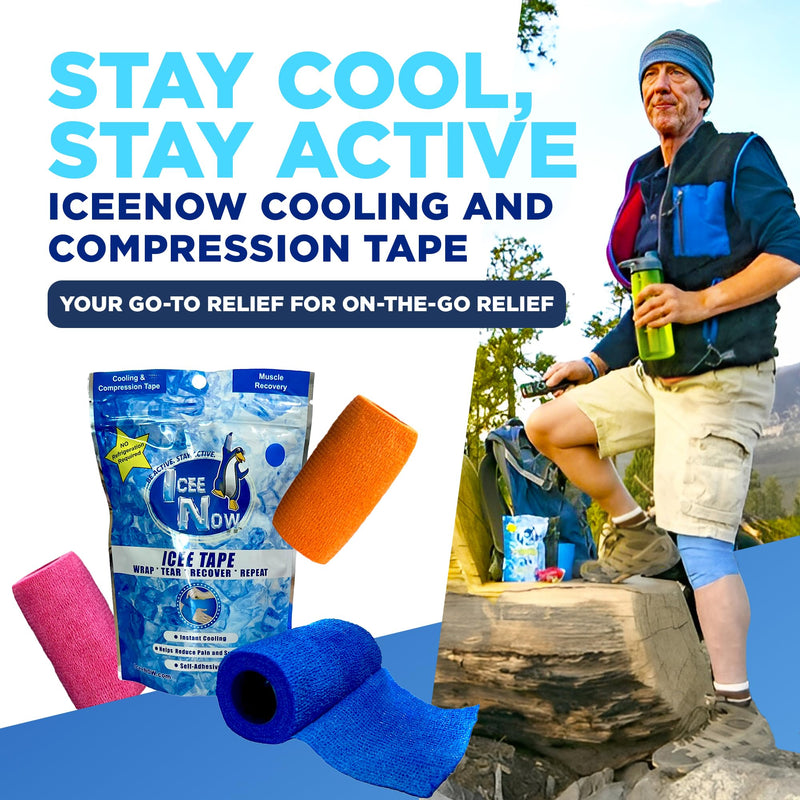 [Australia] - IceeNow - Ice Bandage Wrap Tape, Self Sticking Bandage Wrap, Instant Cold Compress Compression Tape Wrap, Athletic Muscle Tape, Athlete Tape for Pain and Swelling, No Refrigeration Needed, Blue 