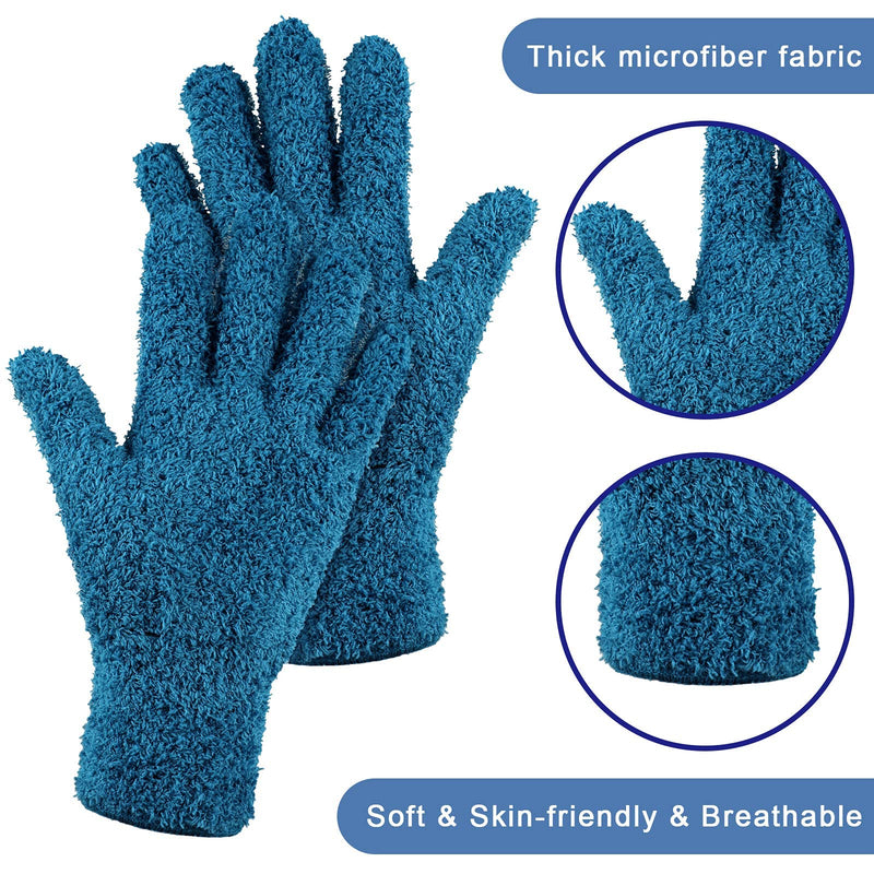[Australia] - Patelai 3 Pairs Microfiber Dusting Gloves Washable Reusable Cleaning Mittens Gloves for Women One Size (Pack of 6) Dark Blue, Gray, Khaki 