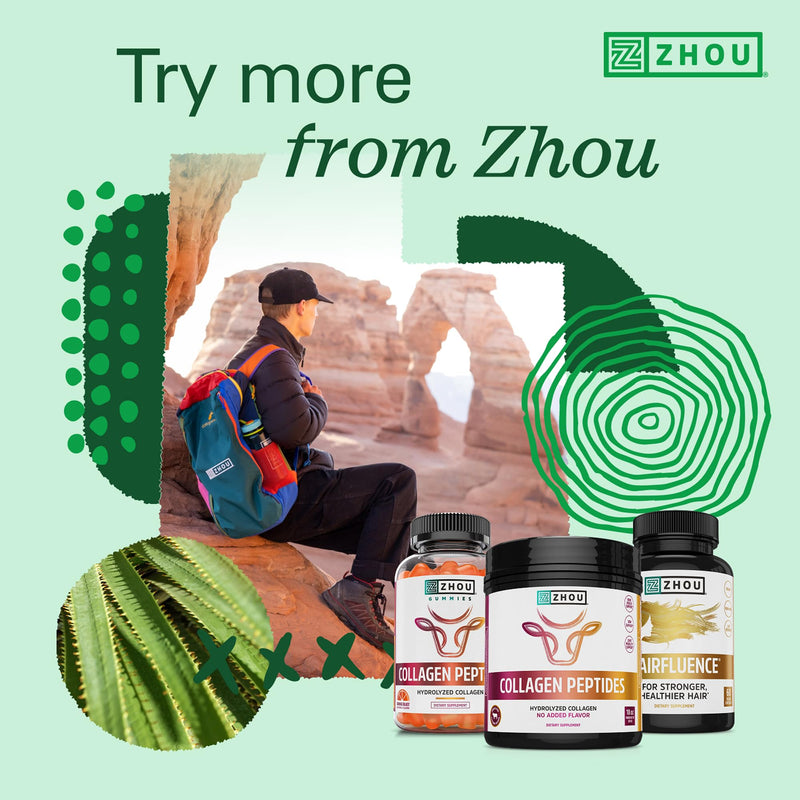 Zhou Hairfluence Supplement - 60 Veggie Capsules (Pack of 1) | Vegan Biotin Supplement for Hair Growth for Men & Women, Supports Stronger & Healthier Hair & Nails 60 Count (Pack of 1)
