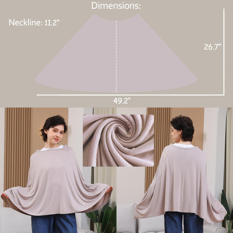 [Australia] - Multi-use Nursing Cover for Breastfeeding, 360°Full Coverage Nursing Poncho, Rayon Soft & Breathable Breastfeeding Cover up (Smooth Rayon, Warm Taupe) Smooth Rayon 