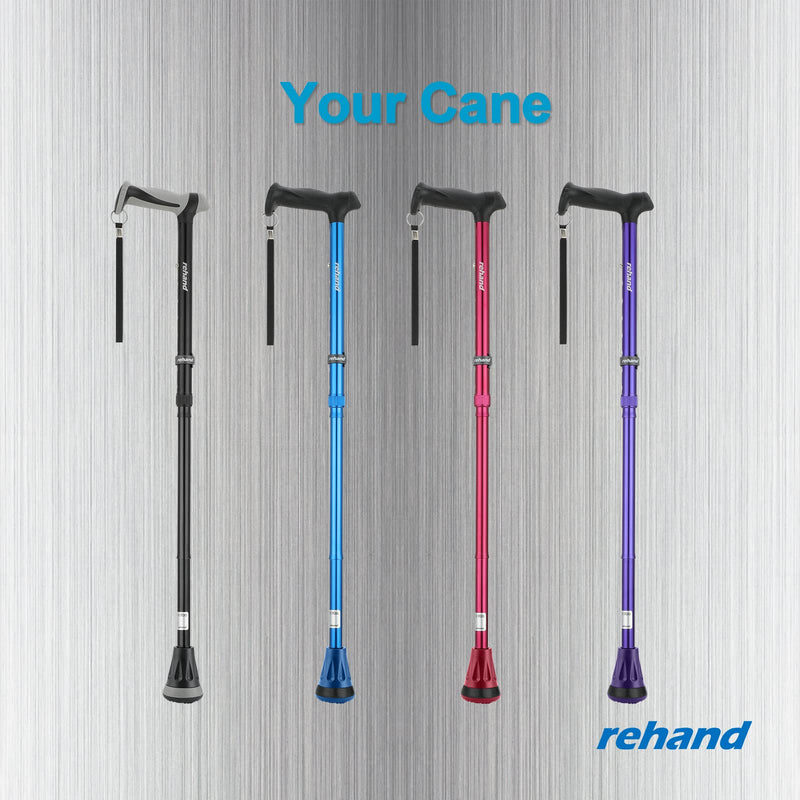 [Australia] - REHAND Walking Cane - Foldable, Adjustable, Collapsible Walking Canes for Men & Women, Heavy Duty All Terrain Tip, with Travel Bag | Walking Sticks for Seniors & Adults Natural Black 