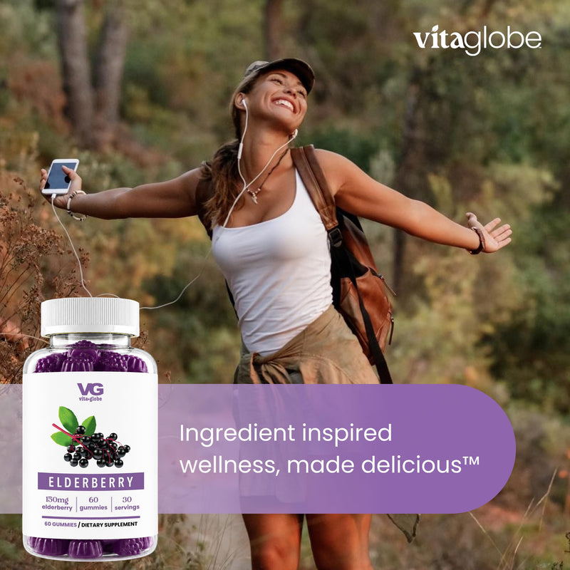 Elderberry Gummies with Vitamin C, Zinc, Immune Support Vegan | Sambucus Elderberry Extract, Daily Booster, Chewable Adult Vitamins, Non-GMO, 60 Gummies 60 Count (Pack of 2)