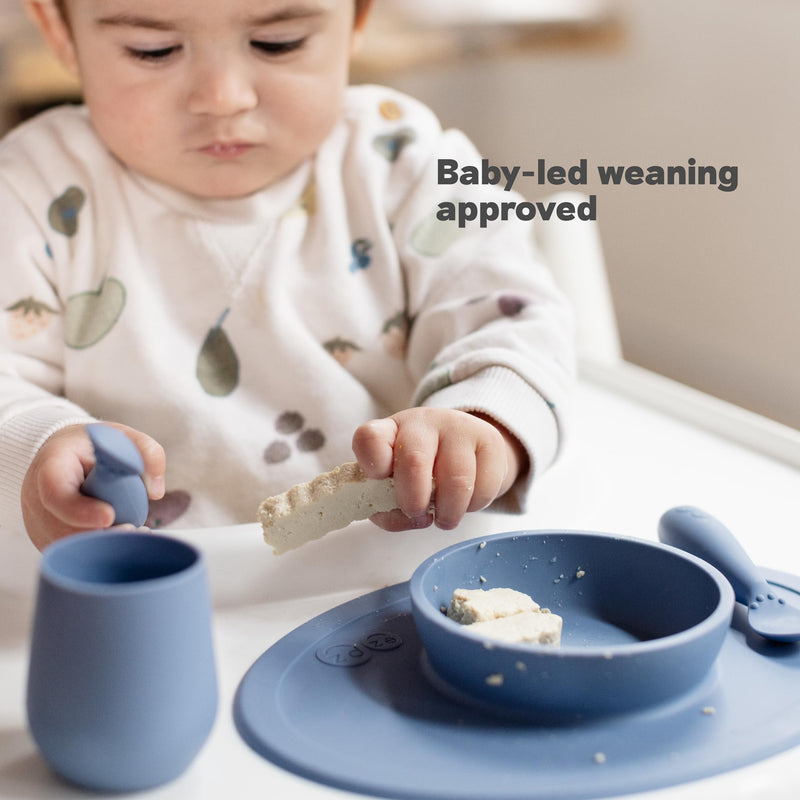 [Australia] - ezpz Tiny Bowl (Coral) - 6 Months+ - 100% Silicone Suction Placemat + Bowl for Infants - Fits All Highchair Trays - Baby-Led Weaning Supplies Coral 