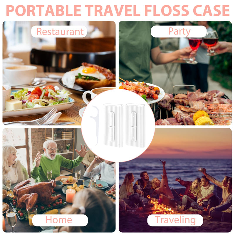 [Australia] - Andibro Portable Dental Floss Boxes, Pack of 2 Dental Floss Case Dental Floss Pick Dispenser Refillable Dental Floss Holder Travel Oral Care Tool for Teeth Cleaning 20 Dental Floss for Adults (White) White 