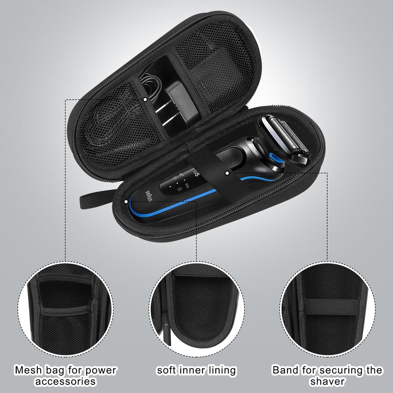 [Australia] - Classycoo Bag Case for Braun Series 3s/5s/7s/9s, Braun Series 3/5/7/9, Men's Electric Shaver, Hard Travel Carry Case, Razor Travel Case, Hard Travel Protective Case - Black Black 
