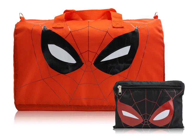 Marvel Spiderman Duffle Bag | Lightweight Foldable Travel Duffel with Shoulder Strap & Luggage Sleeve | Large Packable Spider Man Bag for Kids, Teens, or Adults | 18" x 12" | Ages 3+