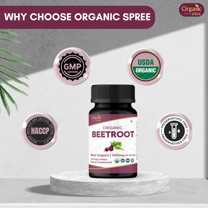ORGANIC SPREE Beetroot 120 Tablets | Beta Vulgaris (Beetroot) | USDA Organic Certified | Organic and Natural 120tab (1) 1