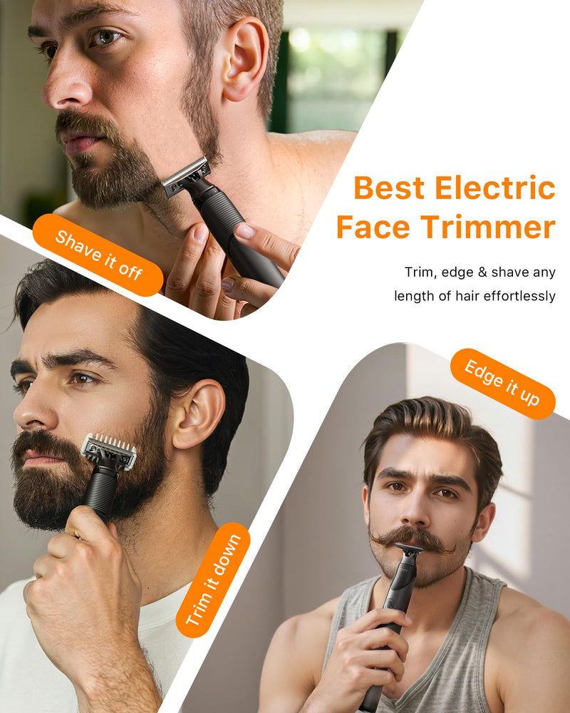 [2025 Upgraded] Body & Nose Hair Trimmer Kit, [All-in-One] Travel Beard Electric Shaver for Men, USB-C Fast Charging, Rechargeable Painless Razor Cordless Waterproof Wet/Dry, Black(Solo) Solo Version