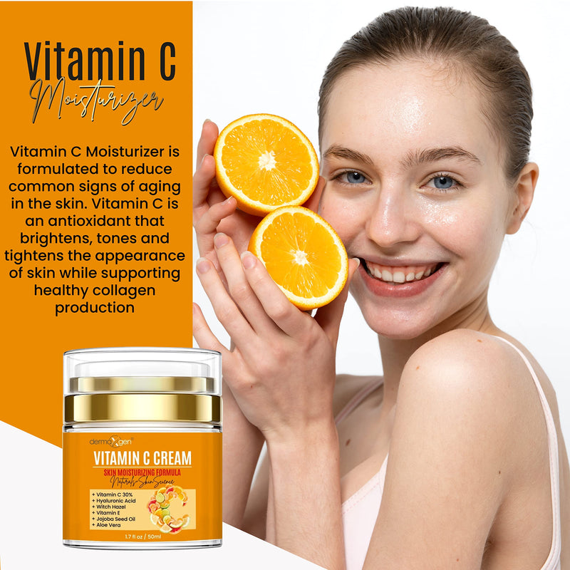 Vitamin C Moisturizing Cream & Turmeric Eye Cream Set – Hydrating Skincare Duo for All Skin Types, Targeting Dullness, Puffiness & Fine Lines.