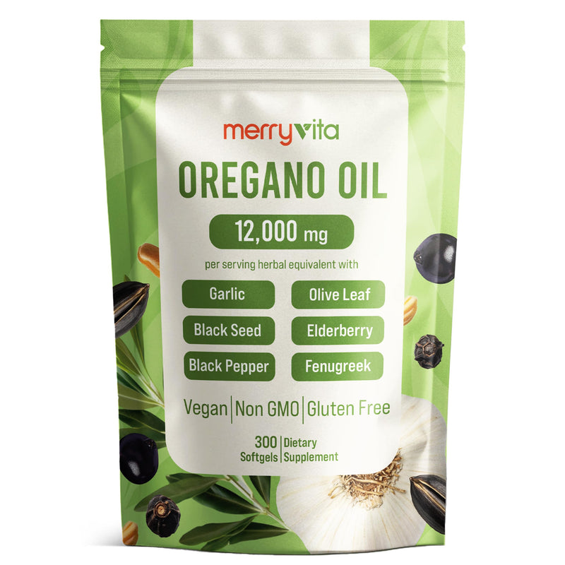 [Australia] - Oregano Oil Capsules Organic ‚Äì 12,000mg Oregano Oil with Black Seed Oil, High Carvacrol ‚Äì Aceite de Or√©gano C√°psulas Immune Support Supplement ‚Äì Non-GMO, Vegan - 300 Softgels 