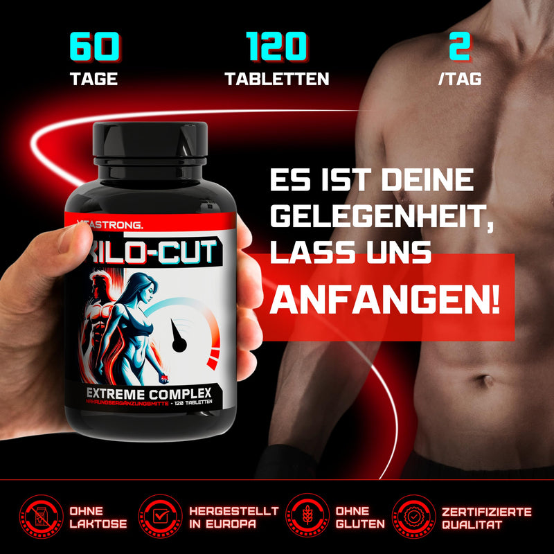[Australia] - Kilo-Cut for Aesthetic Results, New Generation Solution - Synergy of Garcinia, Matcha, L-Carnitine, Choline, Glucomannan - 120 Tablets - Feel Lighter and More Energetic 