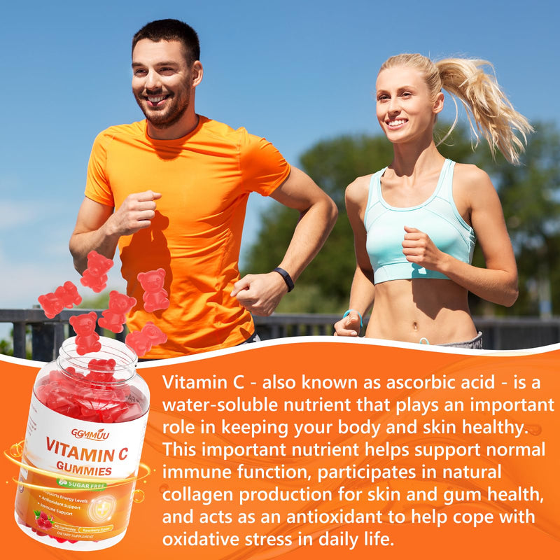Sugar Free Vitamin C Gummies 250mg - Chewable Supplement, 120 Count | Immune, Antioxidant & Collagen Support for Adults & Kids, Vegan, Pectin-Based, Non-Gmo, Raspberry Flavor, 2 Pack