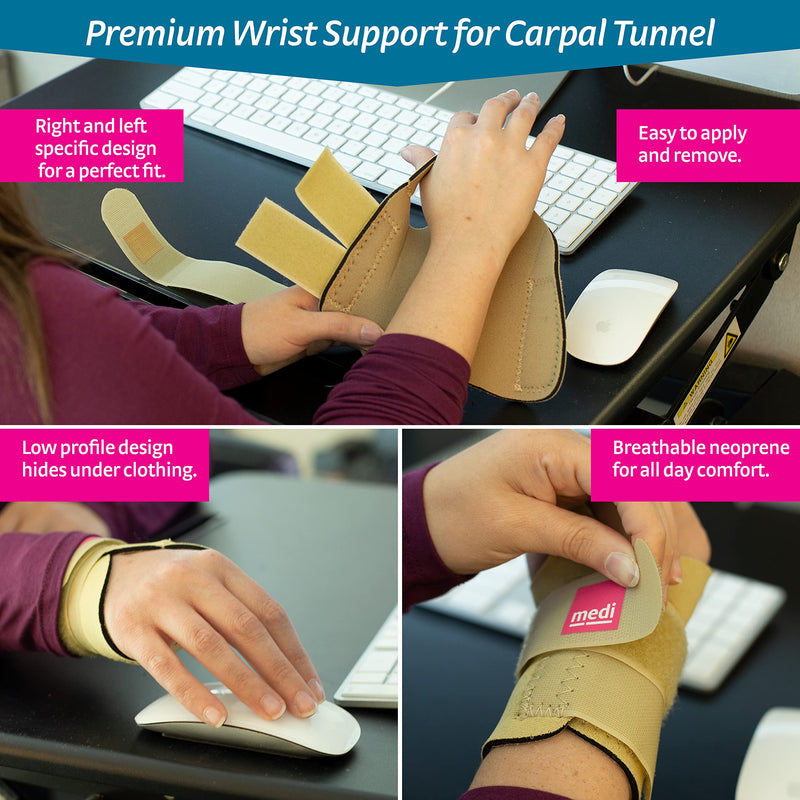 [Australia] - medi Neoprene Carpal Tunnel Wrist Support - carpal tunnel, sprains, & weak wrists Beige Right Medium 