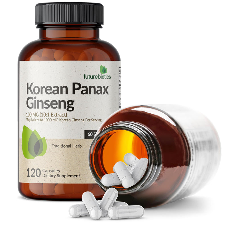 [Australia] - Futurebiotics Korean Panax Ginseng 1000 MG Per Serving Energy, Memory & Brain Health Support, Non-GMO, 120 Capsules 