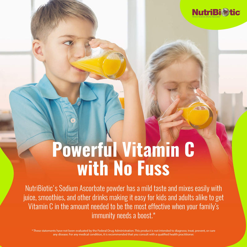 NutriBiotic - Sodium Ascorbate Buffered Vitamin C Powder, 8 Oz | Vegan, Non Acidic & Easier on Digestion Than Ascorbic Acid | Essential Immune Support & Antioxidant Supplement | Gluten & GMO Free 8 Ounce (Pack of 1)