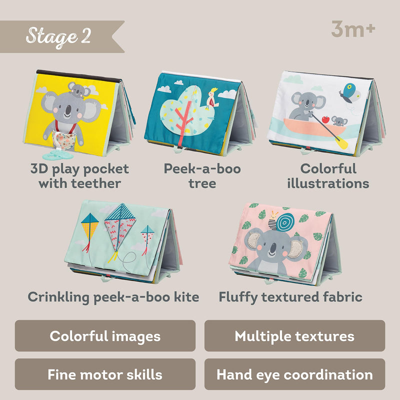 [Australia] - Tummy Time Toys High Contrast Baby Book. Fun, Interactive Crinkle Books for Babies with Baby Tummy Time Mirror & Soft Koala Teether - Baby Tummy Time Book by Taf Toys 