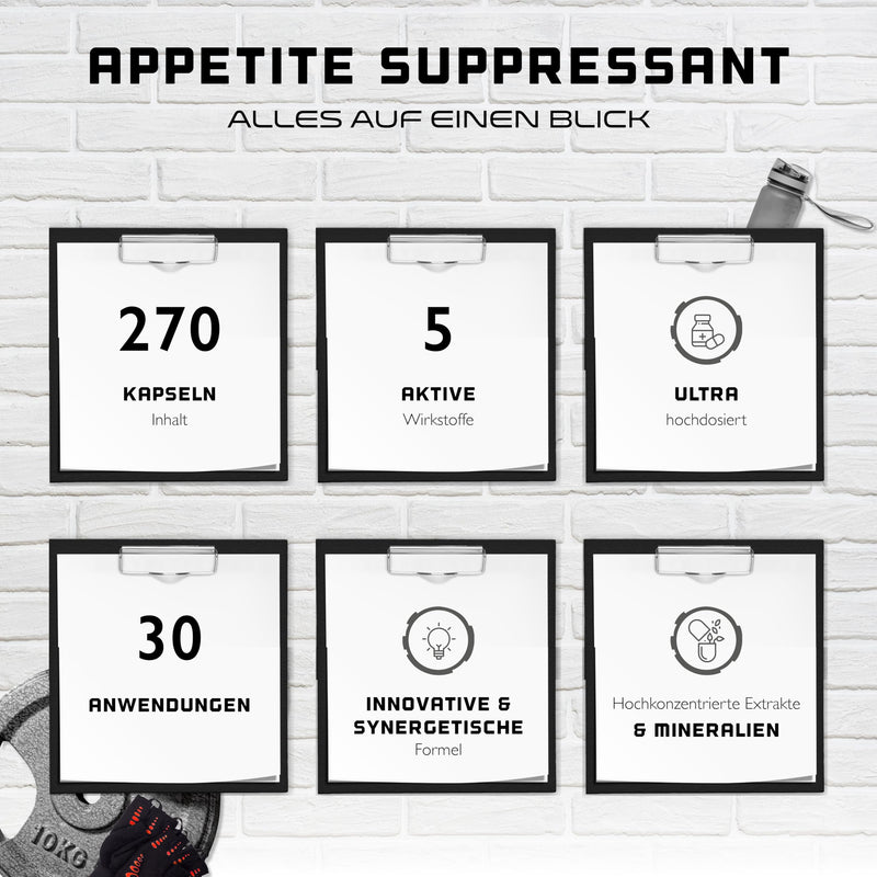 [Australia] - Appetite Suppressant - 270 capsules - high-dose extract with glucomannan, green tea extract, Ceylon cinnamon, white willow extract & crome - vegan 