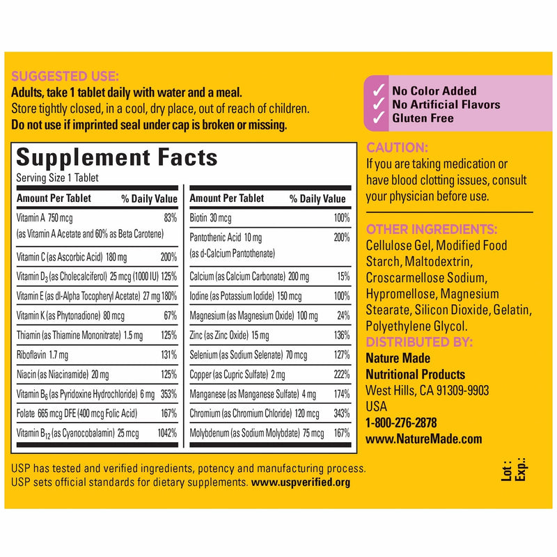 [Australia] - Nature Made Multivitamin For Her 50+ with No Iron, Womens Multivitamin for Daily Nutritional Support, Multivitamin for Women, 90 Tablets, 90 Day Supply 90 Count (Pack of 1) 