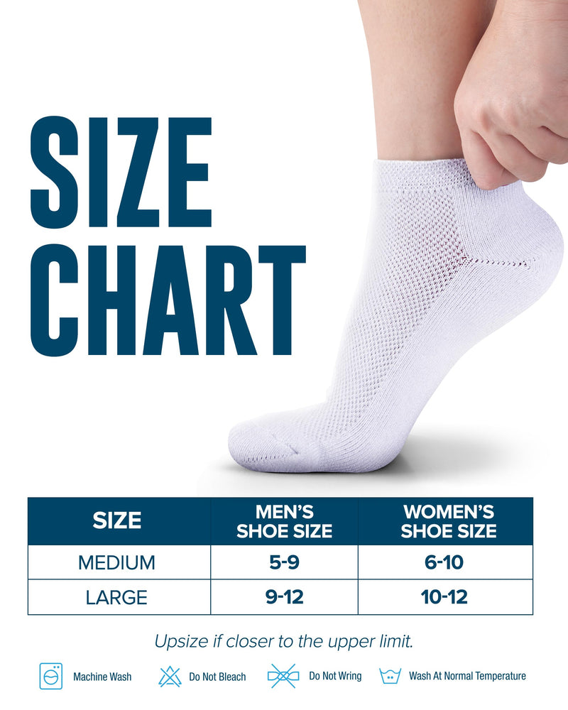 [Australia] - Doctor's Select Bamboo Viscose Ankle Diabetic Socks for Women & Men - 4 Pairs | Low Cut Moisture-Wicking Loose Fit Socks Large 2 Black, 2 White 
