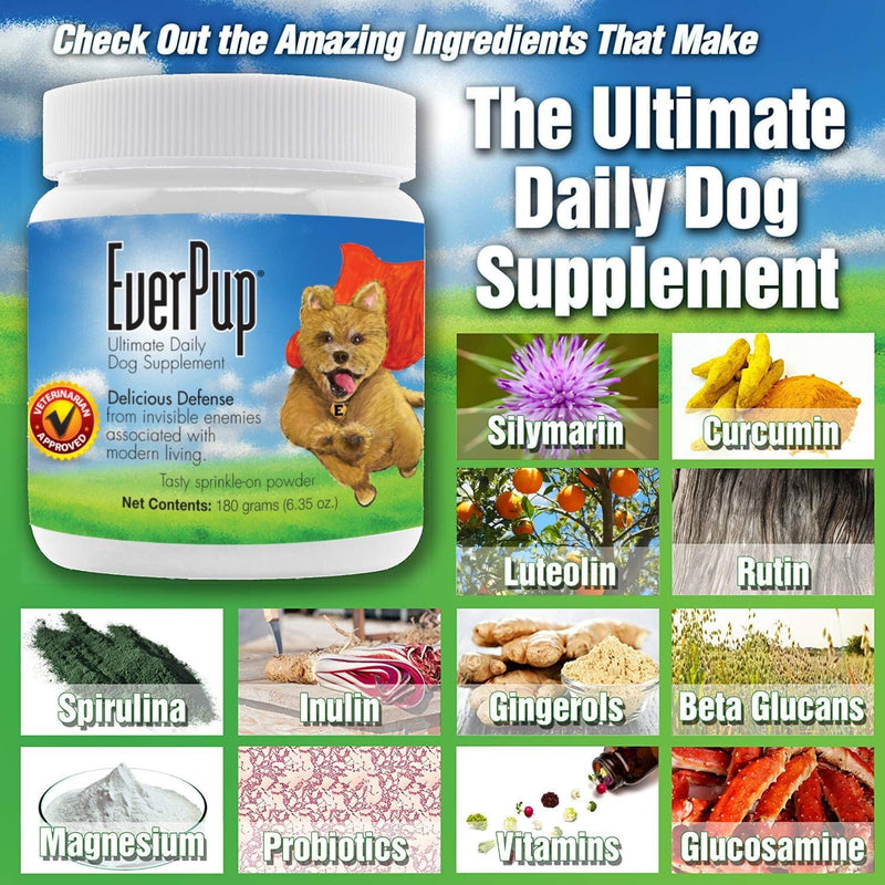 EverPup Ultimate Daily Dog Supplement with Glucosamine, Prebiotics, Probiotics, Apoptogens, Vitamins and Minerals for Healthy Joints, Immunity, Digestion, Skin Health - PawsPlanet Australia