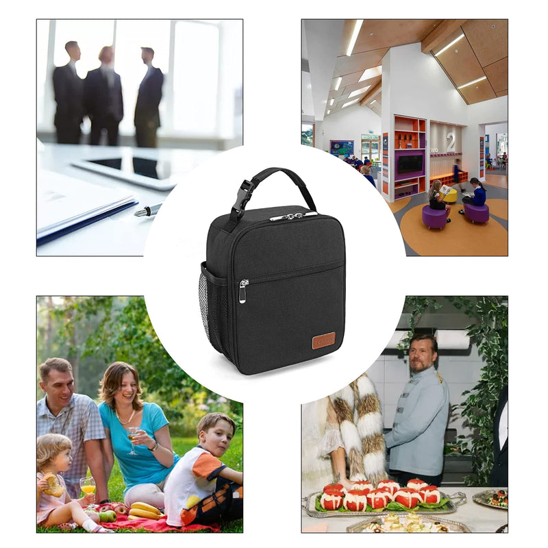 [Australia] - Femuar Lunch Box for Men Women Adults Small Lunch Bag for Office Work Picnic - Reusable Portable Lunchbox, Black 