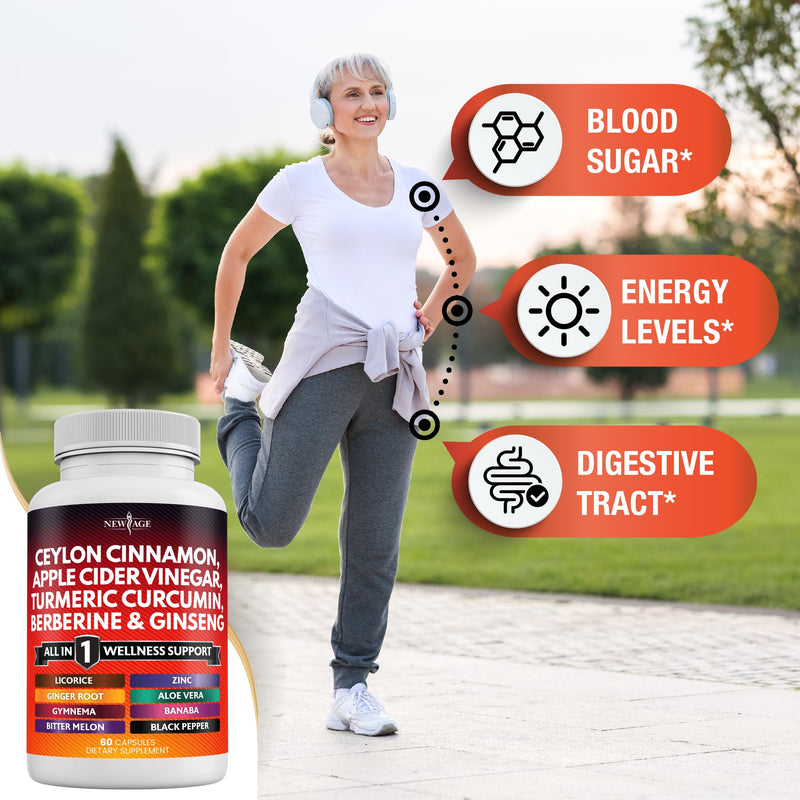 [Australia] - Ceylon Cinnamon 3000mg Turmeric 3000mg Apple Cider Vinegar 3000mg Ginseng 2000mg Aloe Vera 2000mg Berberine 1200mg Plus Banaba, Ginger Root - 120 Count 120 Capsules (Pack of 2) 