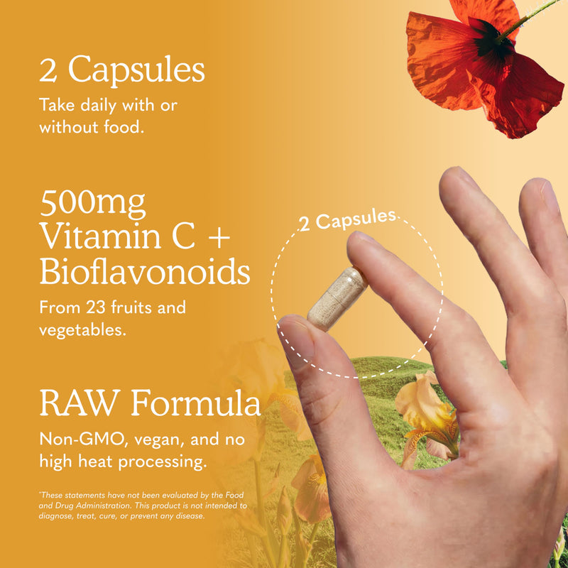 Garden of Life Vitamin Code Raw Vitamin C - 120 Capsules, 500mg Whole Food Vitamin C Capsules + Fruit & Veggie Blend & Probiotics, Supplements for Adults, Vegan, Gluten Free 120 Count (Pack of 1)